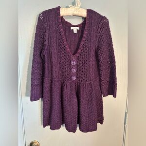 Dress Barn purple pullover 3/4 length sleeve sweater, M, EUC